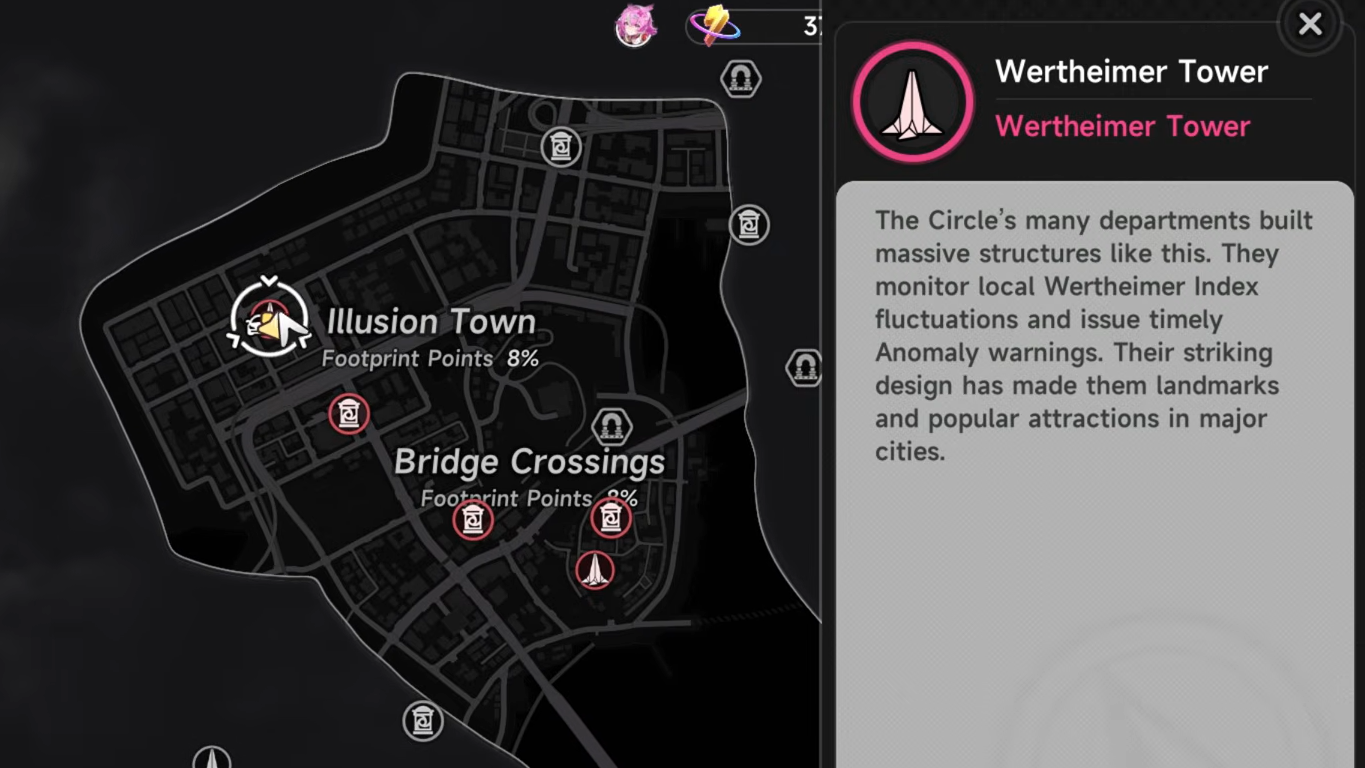 Wertheimer Tower information panel showing description and district map
