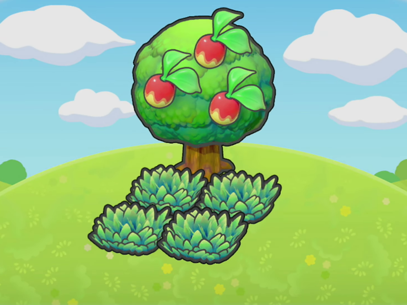 Tree-Shaded Tall Grass habitat from Pokemon Pokopia where Scyther and Bellsprout appear
