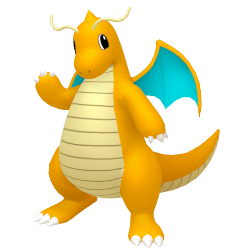 Dragonite sprite from Pokemon Pokopia showing the Dragon Pokemon that teaches Glide