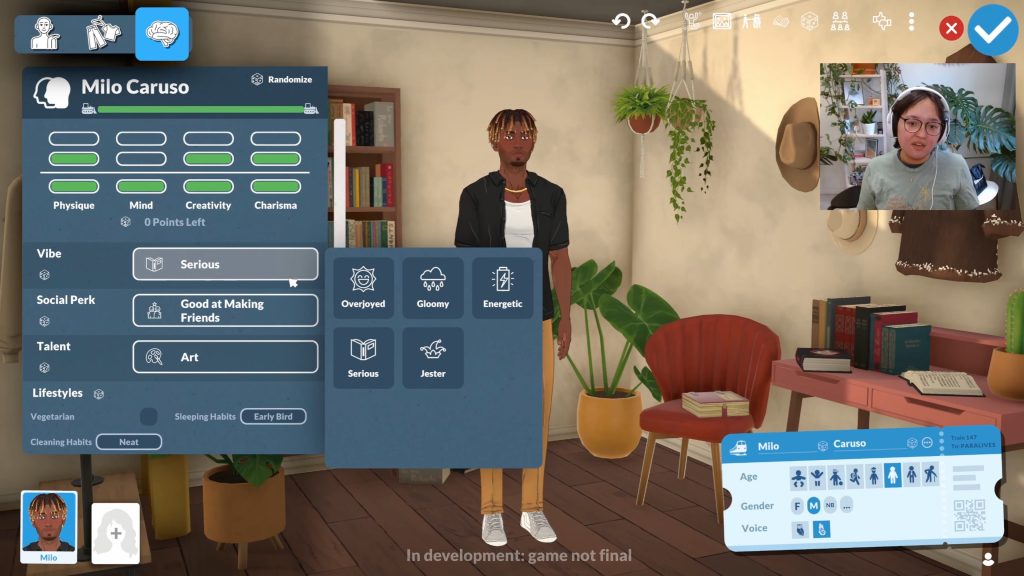 Paralives Vibes personality selection interface for customizing Parafolk behavior