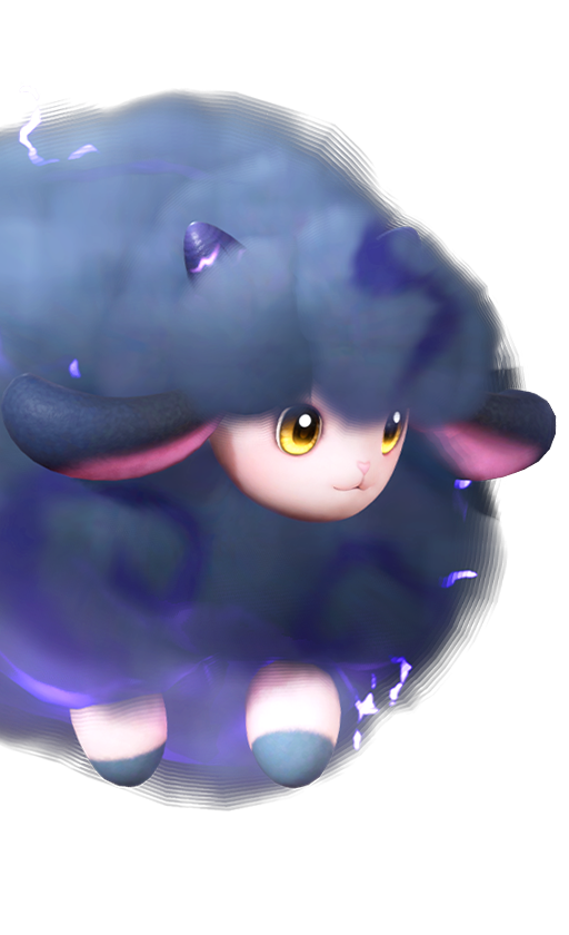 Official full-body artwork of the Aniimo Nimbi in its Rainstorm Form, a Wind and Electric element Support role creature