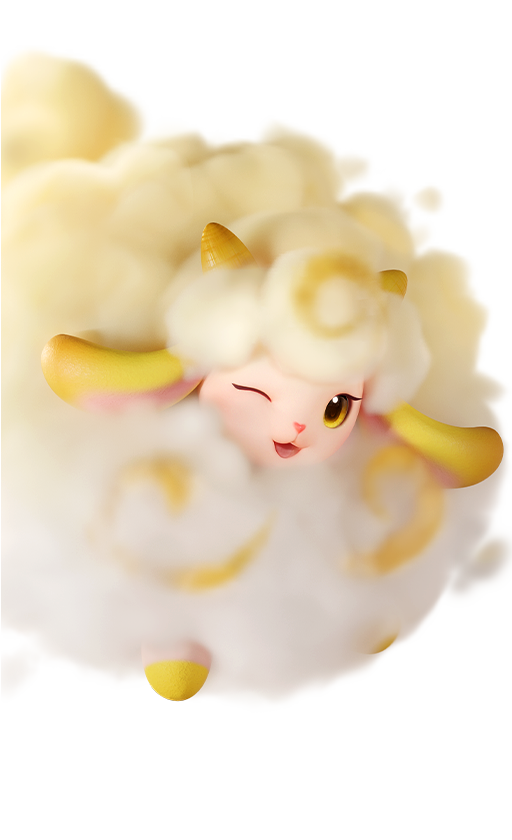 Official full-body artwork of the Aniimo Nimbi in its Cloudmist Form, a Wind element Support role creature