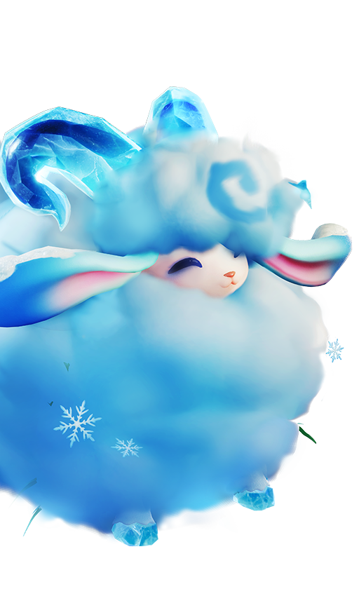Official full-body artwork of the Aniimo Turbo in its Plateau Form, a Wind and Ice element Support role creature