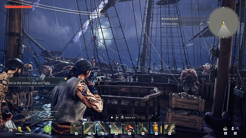 Windrose ship-to-ship cannon broadside in open ocean