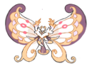 Harpilia, an Ancient type Animon with broad pink and cream wings patterned with red eye spots