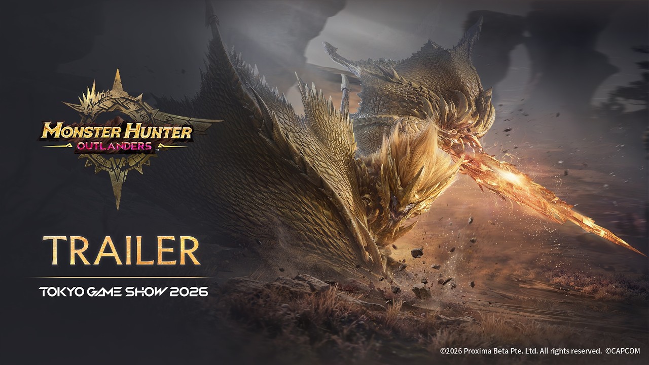 Ruger Aidal spreading its golden, blade-like wings in the title card of the Tokyo Game Show 2026 trailer