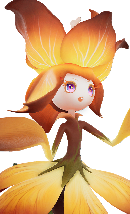 Official full-body artwork of the Aniimo Irisal in its Highland Form, a Grass element DPS role creature