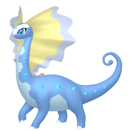 Aurorus sprite from Pokemon Pokopia showing the Tundra Pokemon with Litter and Crush specialties