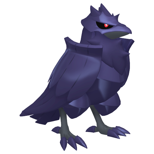Corviknight sprite from Pokemon Pokopia showing the Raven Pokemon with Chop and Fly specialties