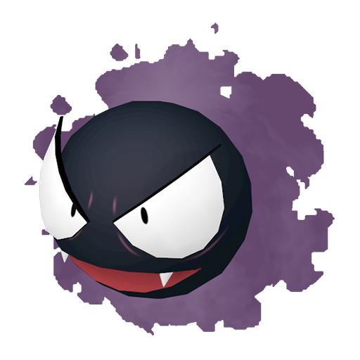 Gastly sprite from Pokemon Pokopia showing the Gas Pokemon with Gather and Trade specialties