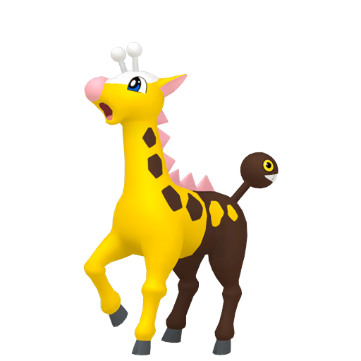 Girafarig sprite from Pokemon Pokopia showing the Long Neck Pokemon with Gather specialty