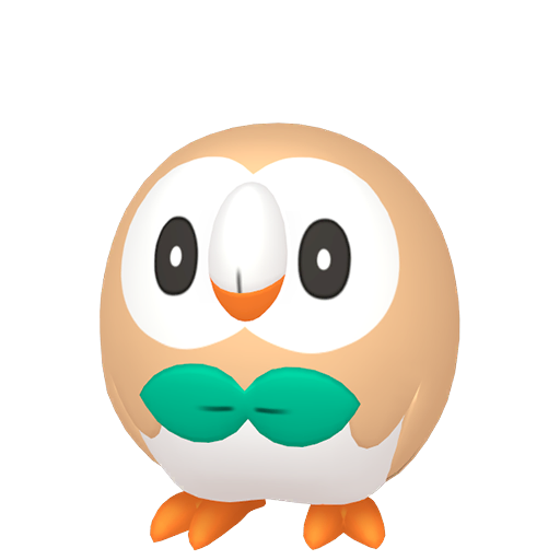 Rowlet sprite from Pokemon Pokopia showing the Grass Quill Pokemon with Grow specialty
