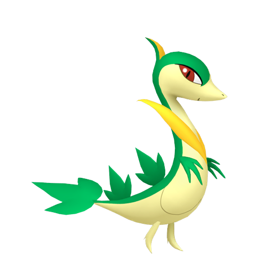 Servine sprite from Pokemon Pokopia showing the Grass Snake Pokemon with Grow and Litter specialties