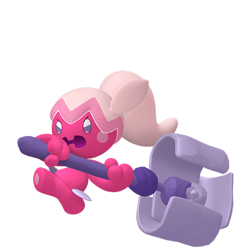 Tinkatuff sprite from Pokemon Pokopia showing the Hammer Pokemon with Build specialty
