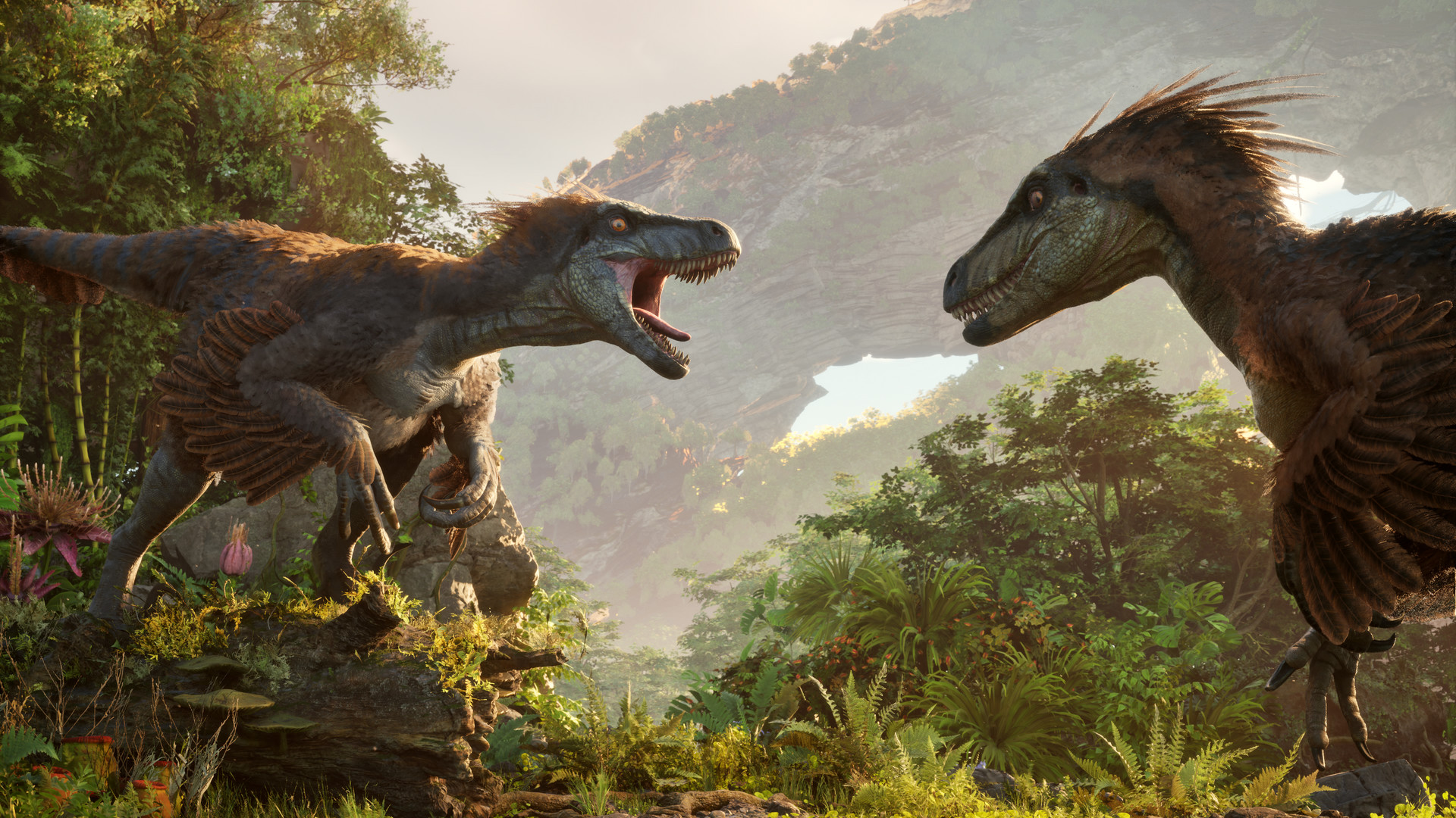 Cinematic still of Santiago wielding a primitive melee weapon, illustrating the primitive-only launch loadout that modular crafting builds toward
