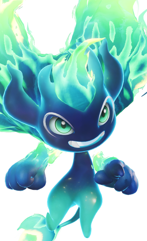Official full-body artwork of the Aniimo Flamerion in its Forest Form, a Fire element Energy role creature