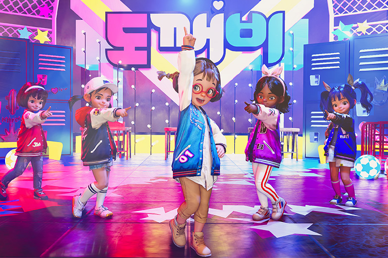 DokeV ROCKSTAR music video performance backdrop - K-pop styled stage scene from the official site