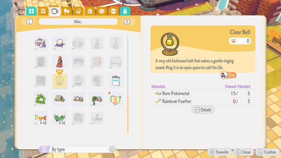 Clear Bell crafting recipe location for summoning Ho-Oh in Pokemon Pokopia