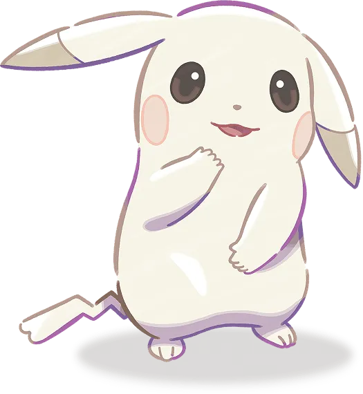 Official character artwork of Peakychu, the unique Pikachu variant with peaked ears found in Pokopia