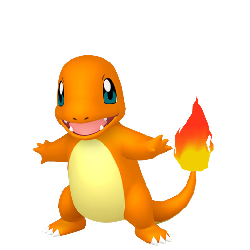 Charmander sprite from Pokemon Pokopia showing the Lizard Pokemon with Burn specialty
