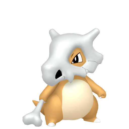 Cubone sprite from Pokemon Pokopia showing the Lonely Pokemon with Build specialty