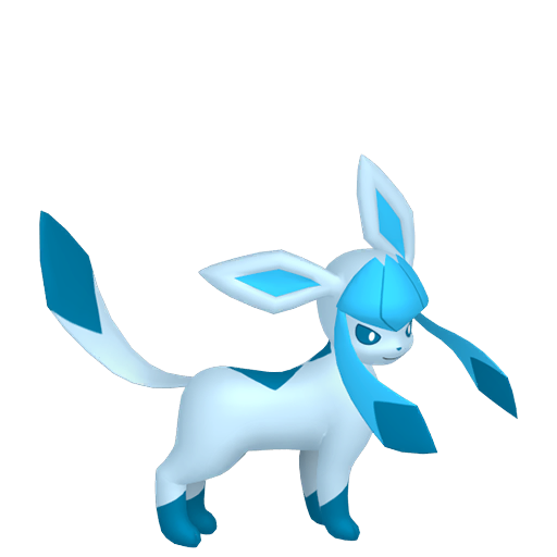 Glaceon sprite from Pokemon Pokopia showing the Fresh Snow Pokemon with Trade specialty