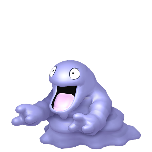 Grimer sprite from Pokemon Pokopia showing the Sludge Pokemon with Litter specialty