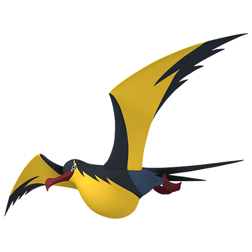 Kilowattrel sprite from Pokemon Pokopia showing the Frigatebird Pokemon with Fly and Generate specialties
