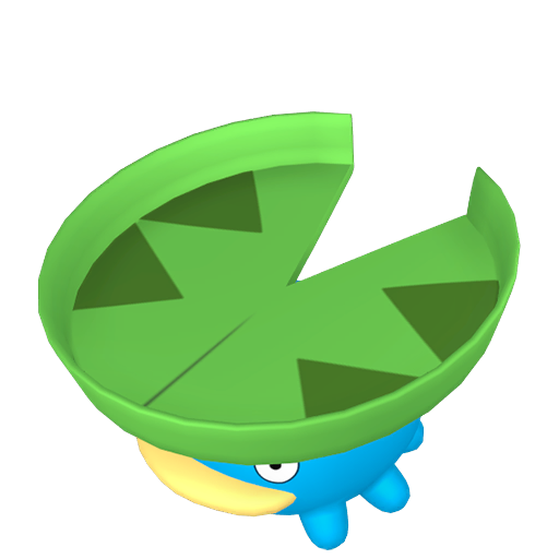 Lotad sprite from Pokemon Pokopia showing the Water Weed Pokemon with Water specialty