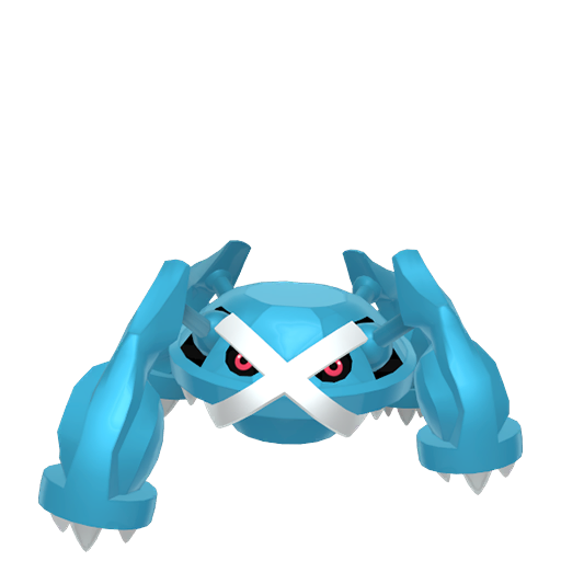 Metagross sprite from Pokemon Pokopia showing the Iron Leg Pokemon with Crush and Recycle specialties