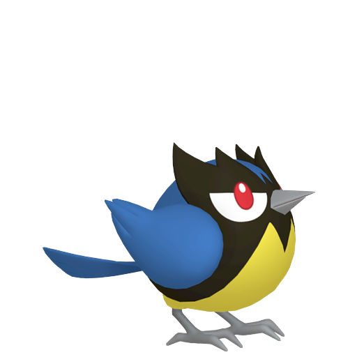 Rookidee sprite from Pokemon Pokopia showing the Tiny Bird Pokemon with Chop specialty