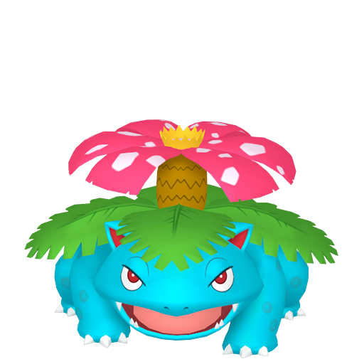 Venusaur sprite from Pokemon Pokopia showing the Seed Pokemon with Grow and Litter specialties