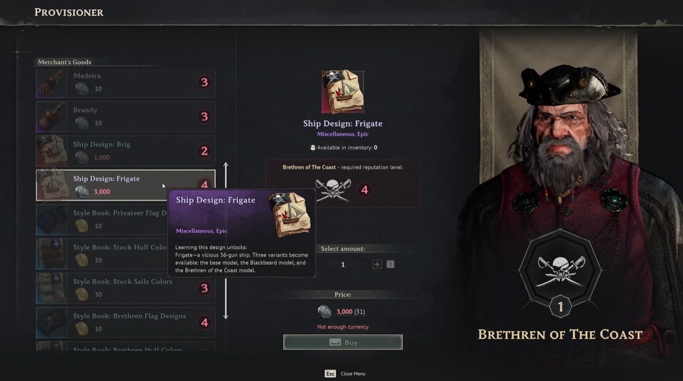 Windrose Provisioner NPC at a trading counter