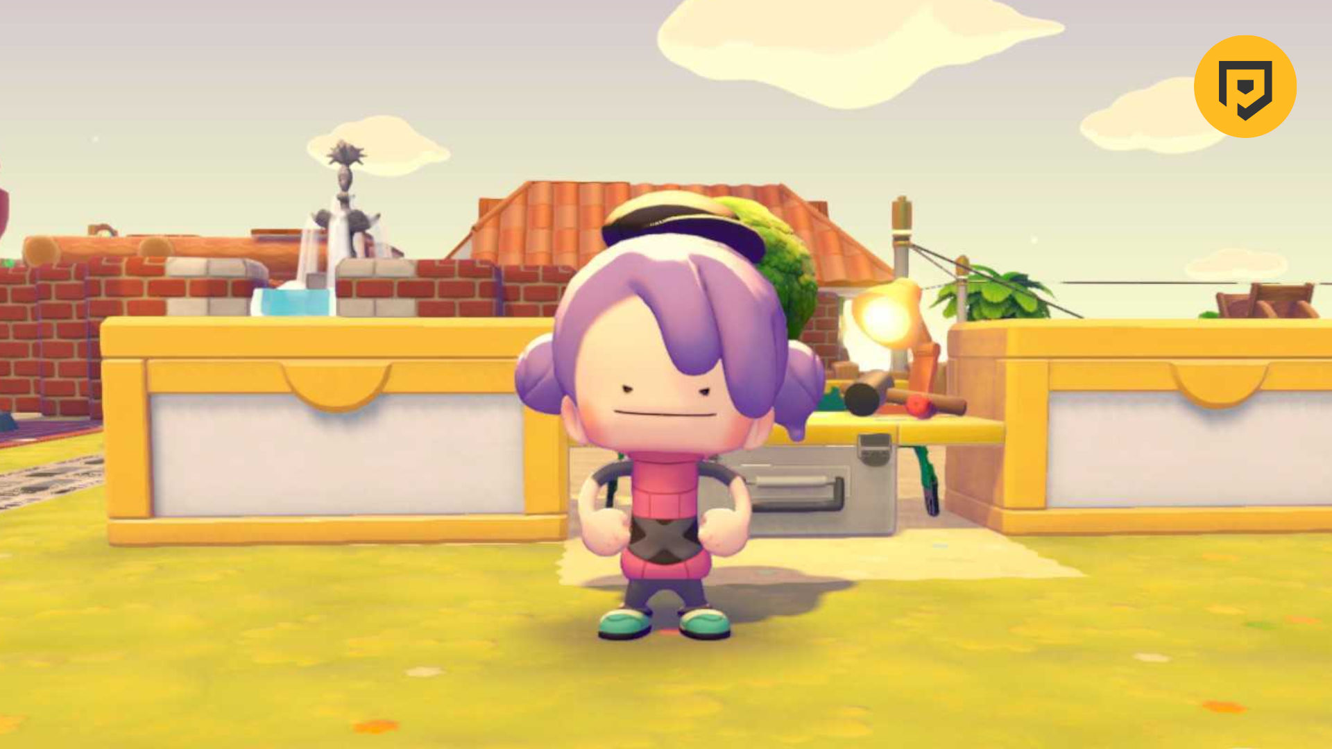 Ditto at the crafting workbench in Pokemon Pokopia