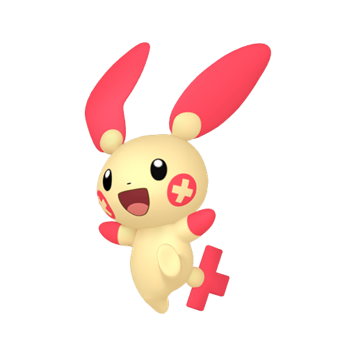Plusle sprite from Pokemon Pokopia showing the Cheering Pokemon with Generate specialty