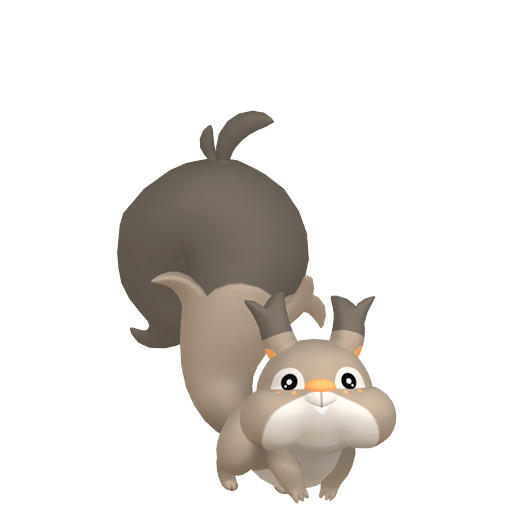 Skwovet sprite from Pokemon Pokopia showing the Cheeky Pokemon with Search and Hype specialties