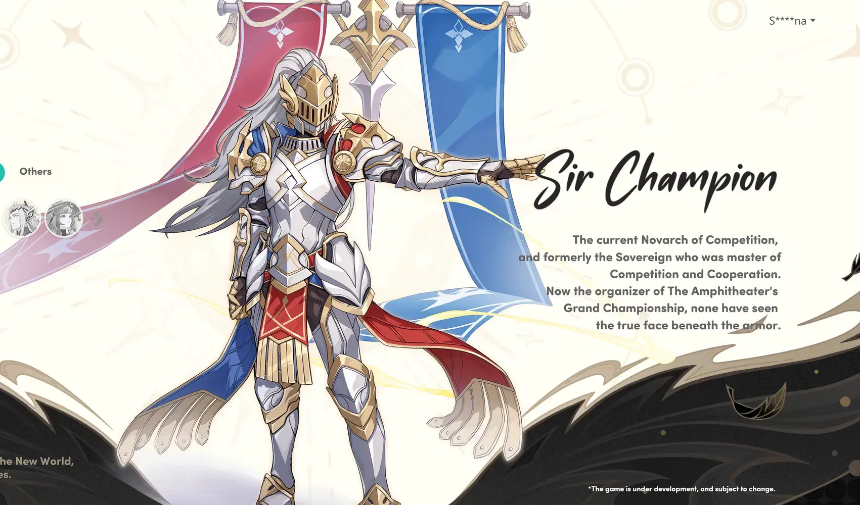 Sir Champion character art — armored Novarch with possible Argenti connection