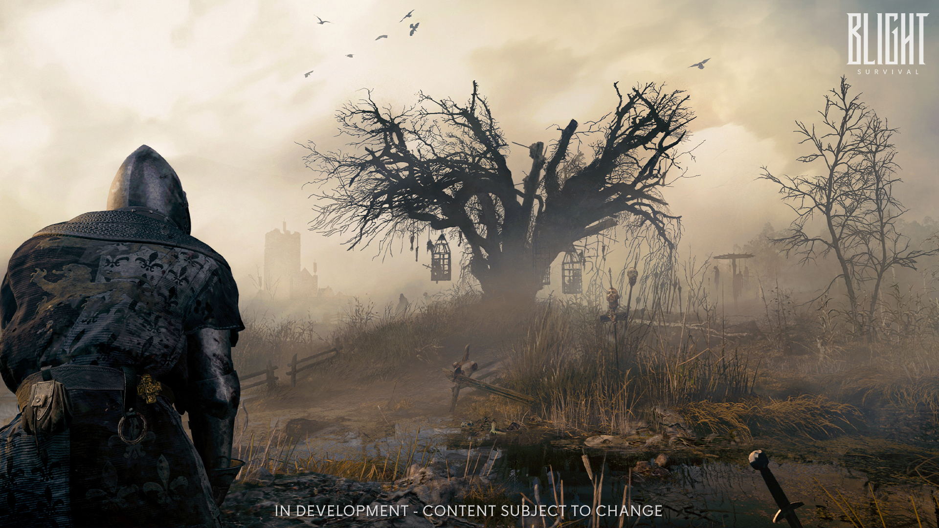 Blight: Survival devlog - dark atmospheric environment with fog and torch light