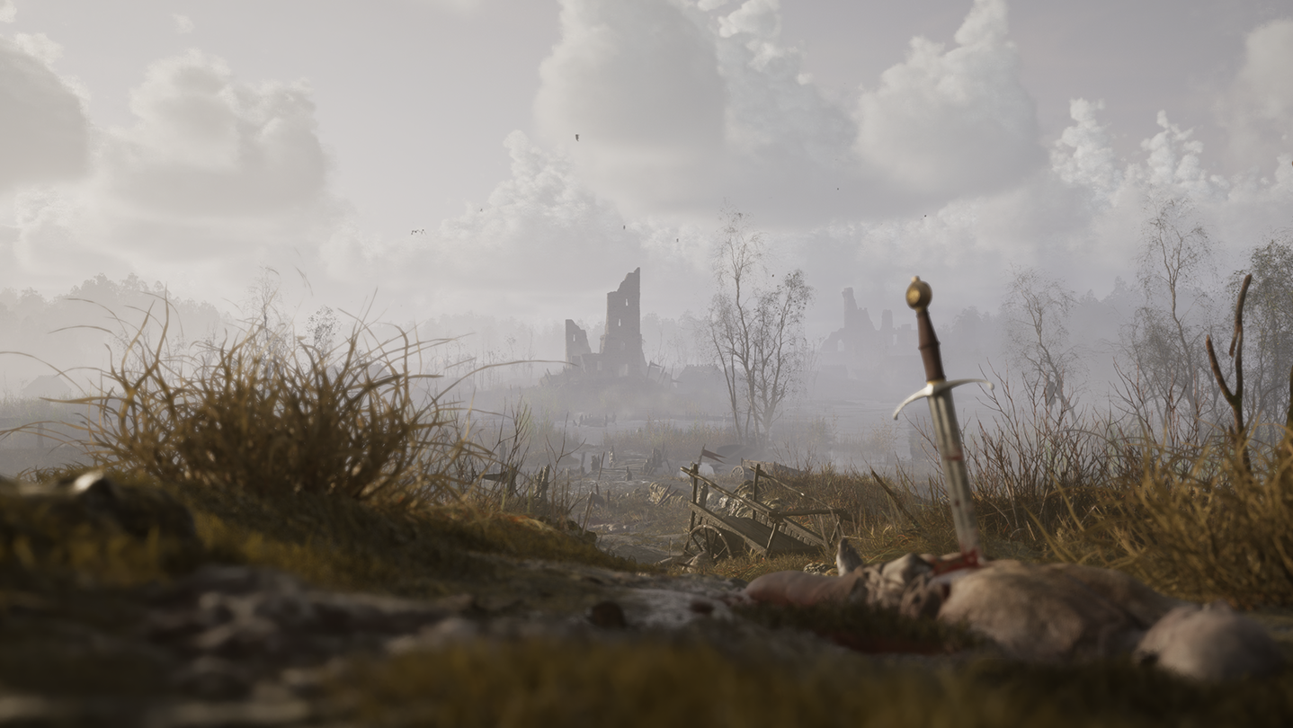 Blight: Survival Steam store page background - wide key art with medieval landscape