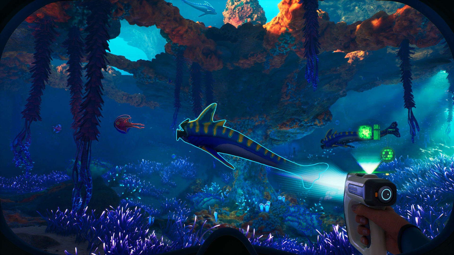 Subnautica 2 underwater scene reflecting the Ship AI's thematic connection to the ocean planet