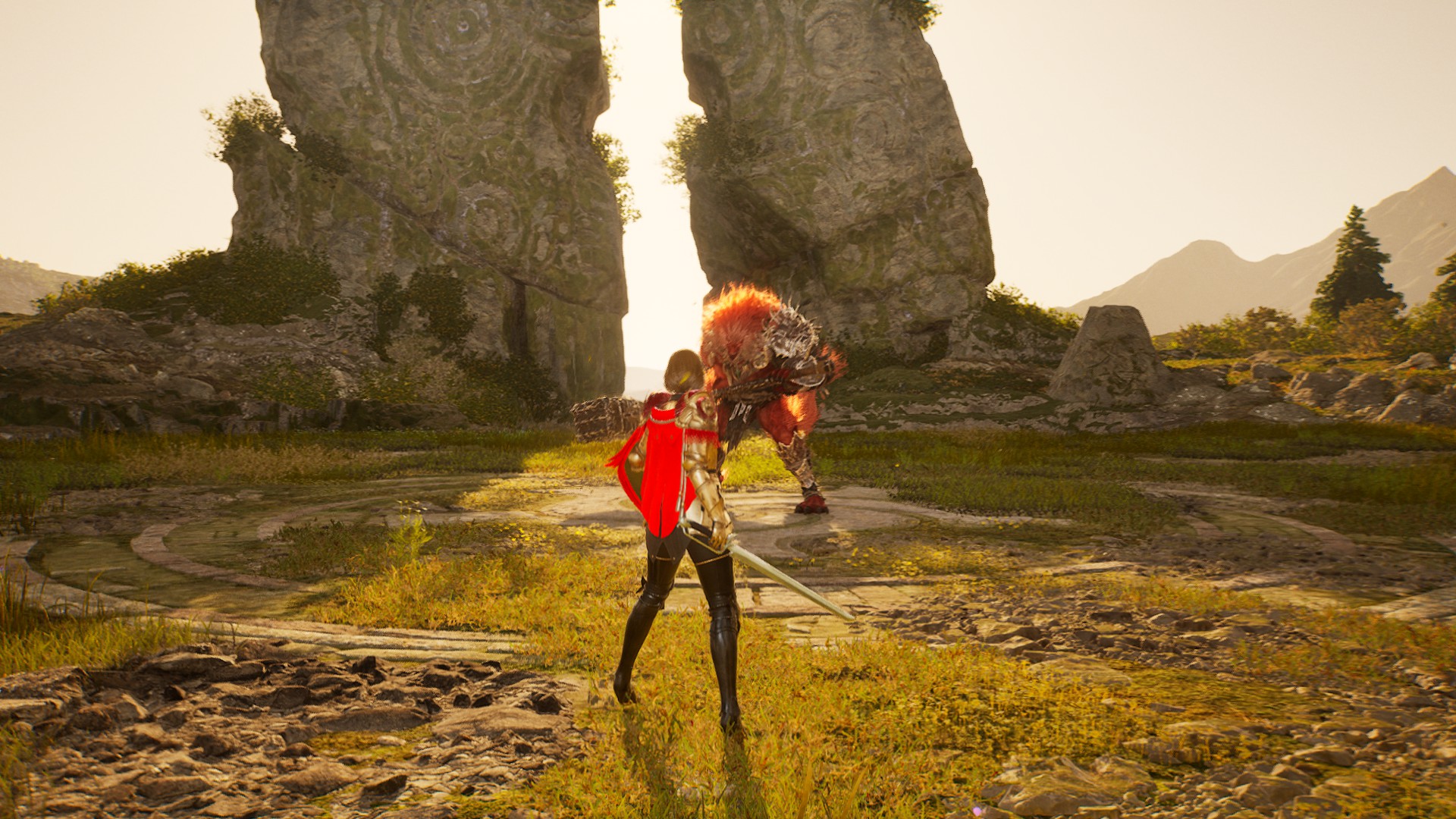 Player character squaring off against a large boss enemy in Vindictus: Defying Fate