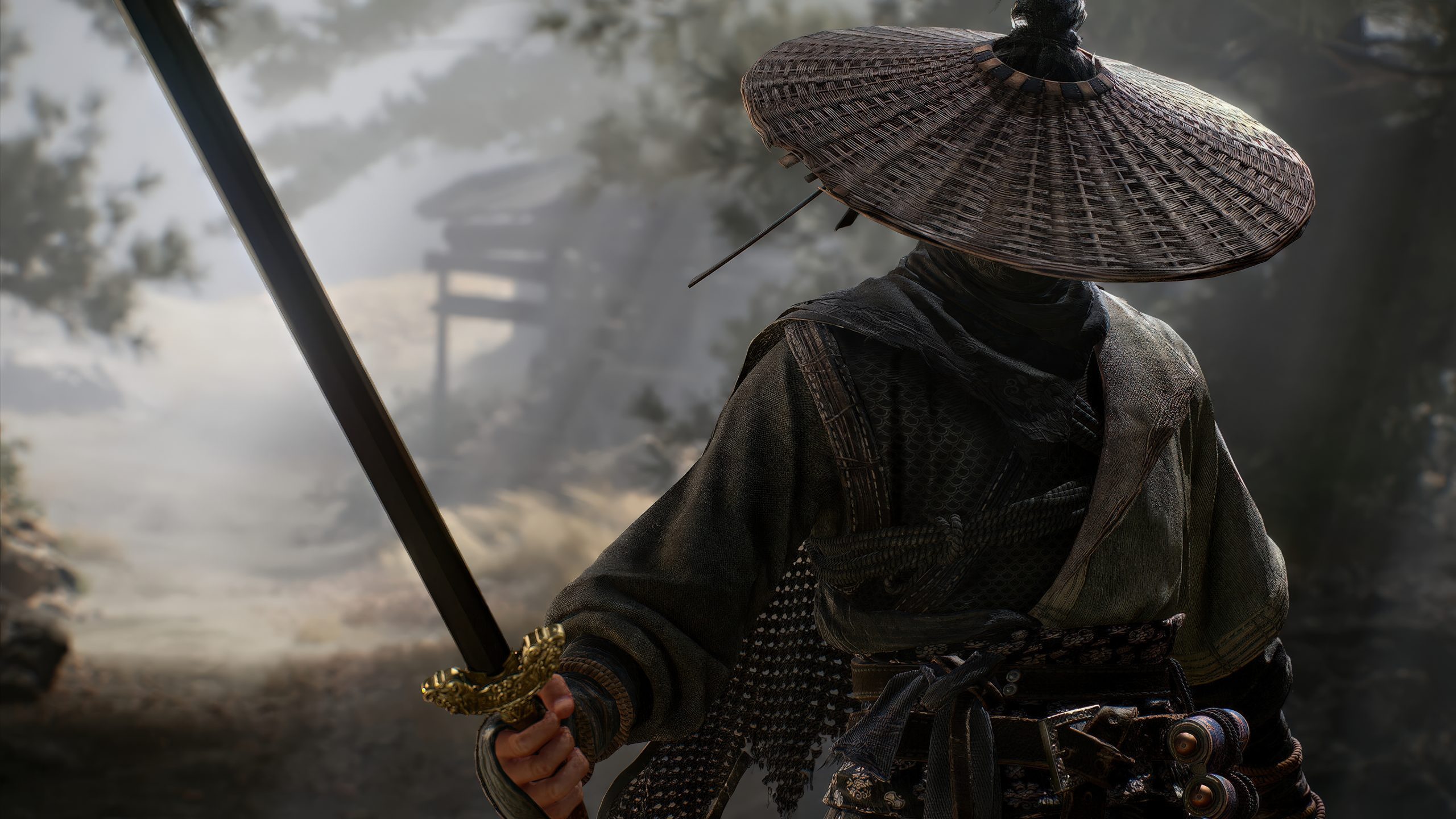 A Whisper of Fall: Jinyiwei high-definition key art showing the protagonist in a straw hat in a misty forest