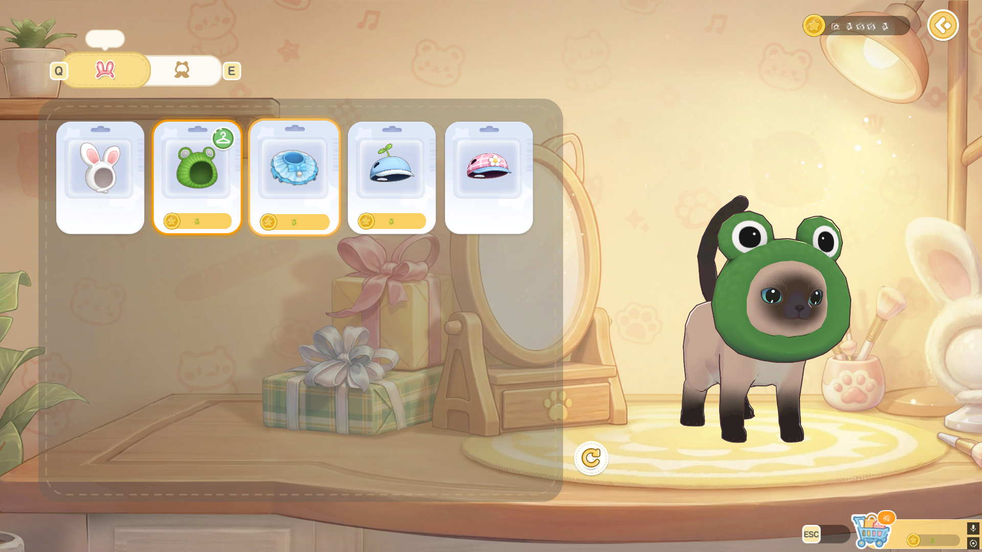 Pet items: food bowl, bed, and treadmill