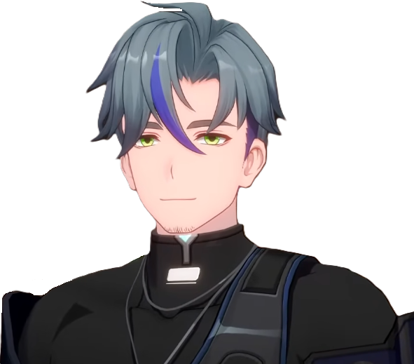 Jenson character portrait - Sterry Express member with staff-rifle hybrid weapon