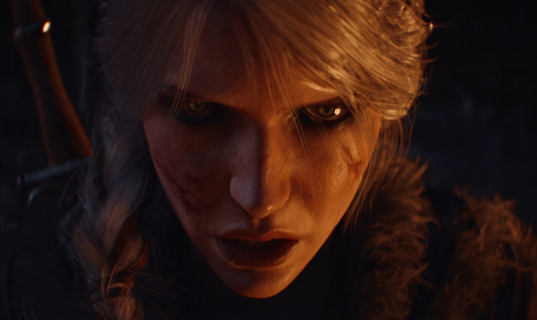 Ciri standing over the aftermath at Stromford in The Witcher IV cinematic trailer