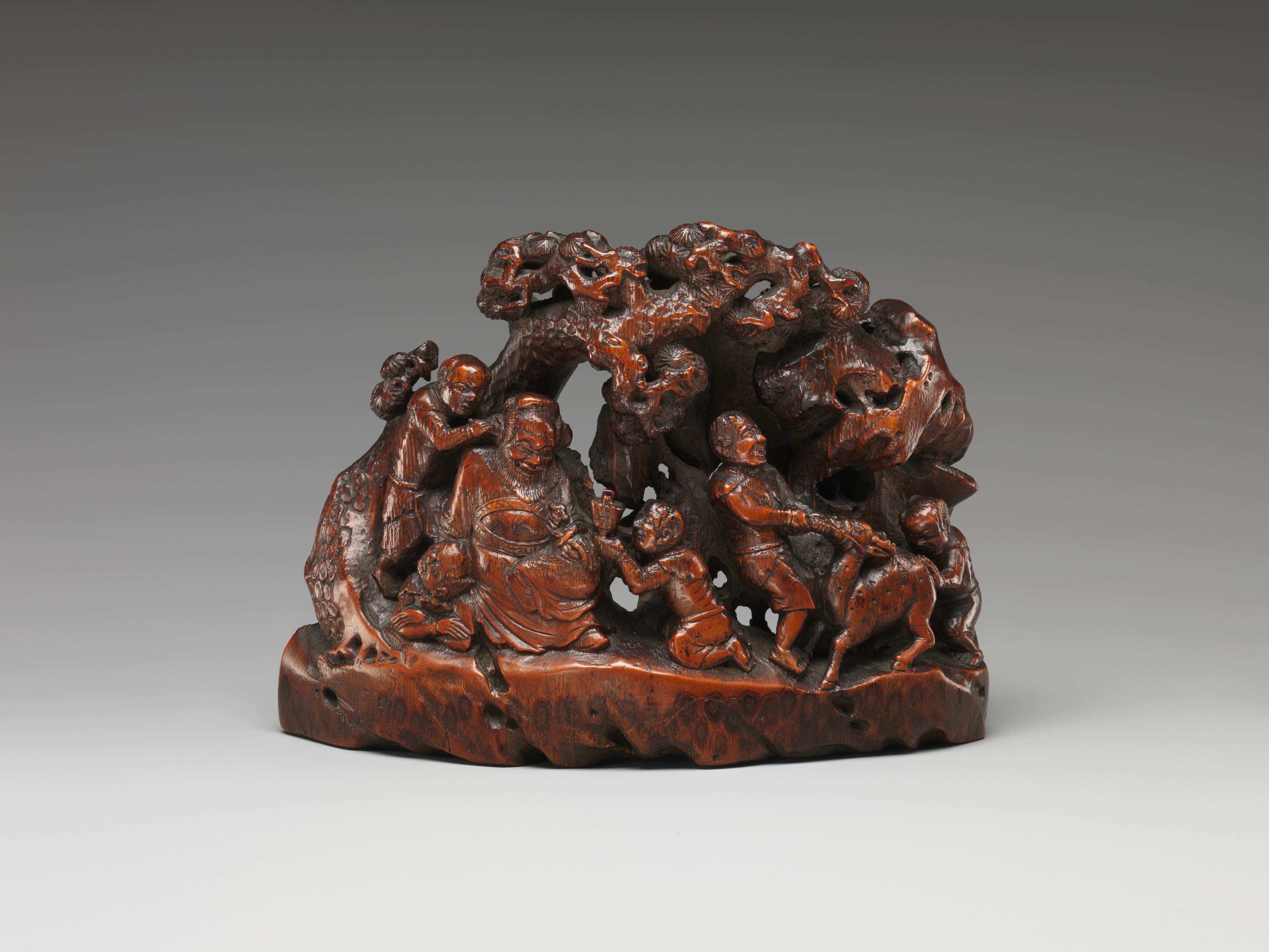 Demon queller Zhong Kui with demons, Qing dynasty bamboo sculpture - Metropolitan Museum of Art
