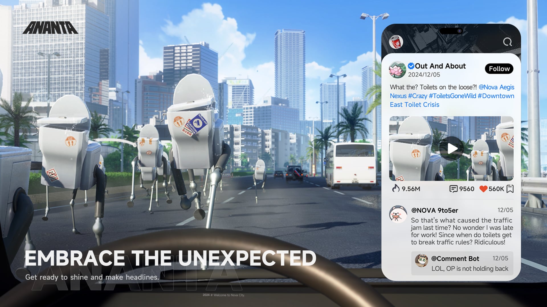 Scope social media UI in Ananta - a trending post with social reactions and comments