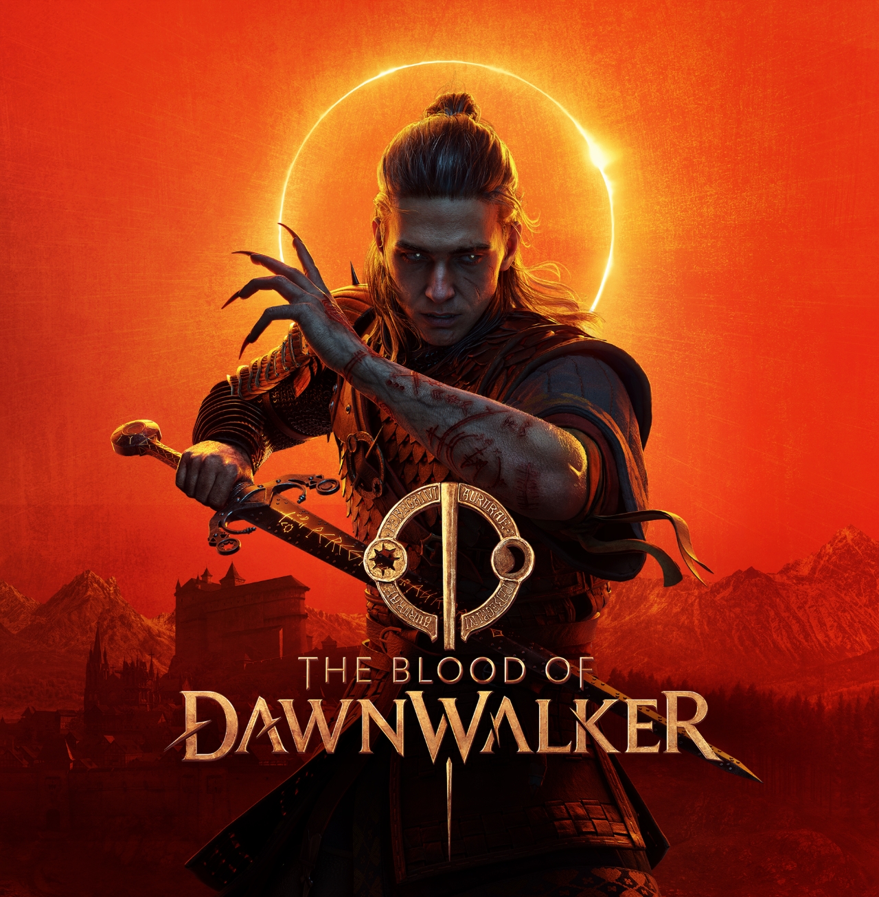 The Blood of Dawnwalker key art — Coen standing beneath the solar eclipse