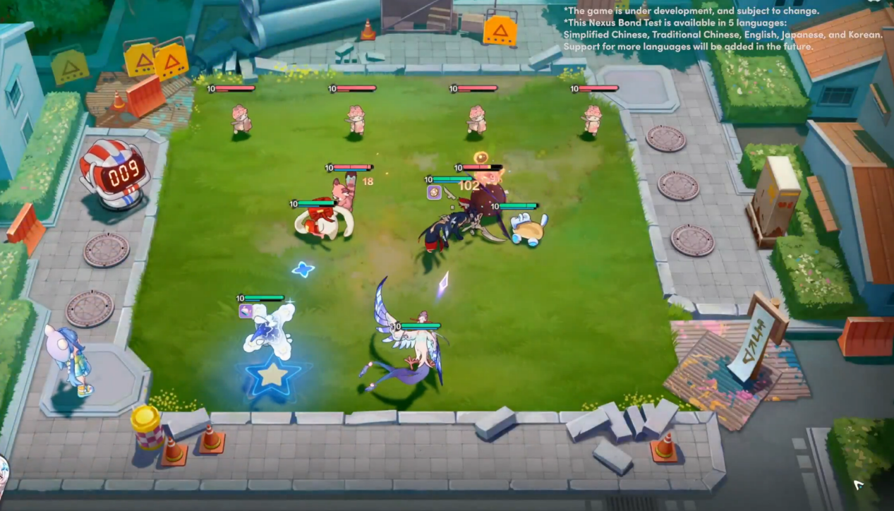 Auto-chess combat — hex grid battlefield with Anima units positioned for battle