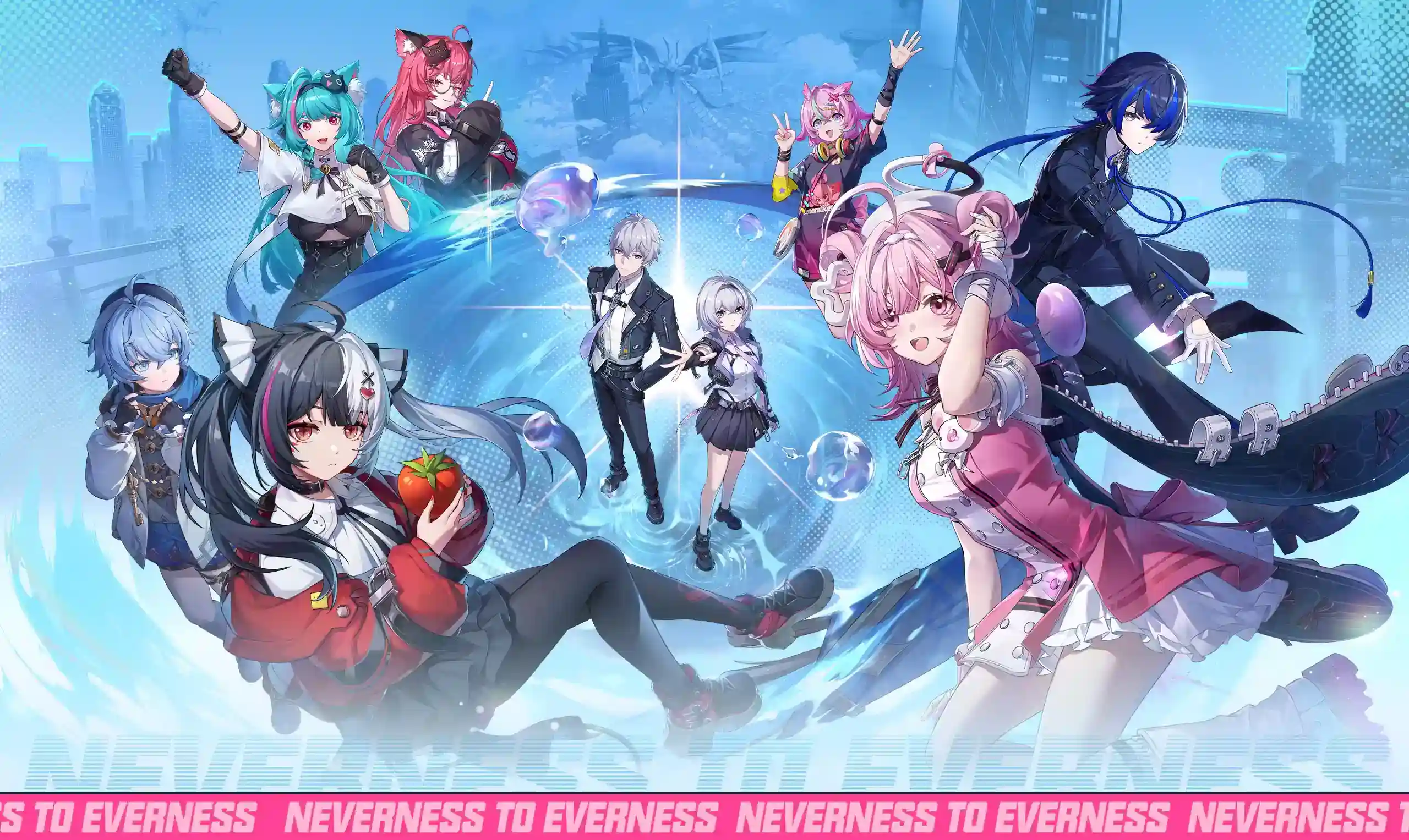 Aerial view of Hethereau - the sprawling urban open-world city